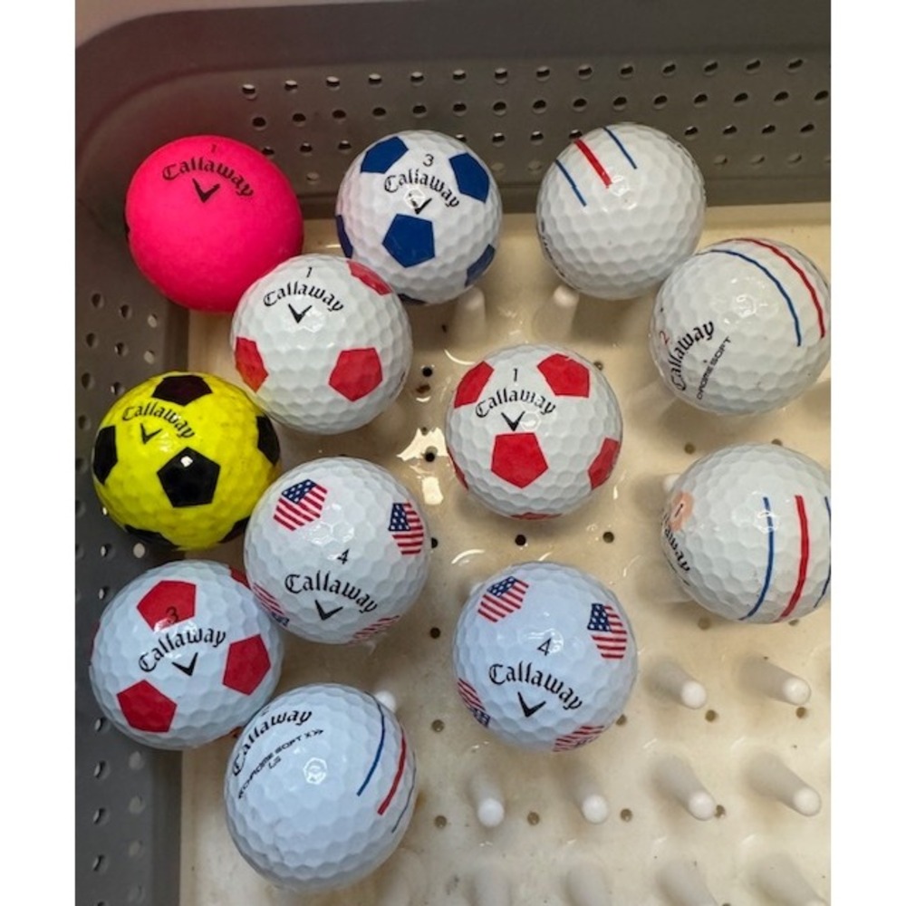 Callaway Golf Ball Lot 12 pc Chrome Soft Soccer Patriotic Mixed balls used fun